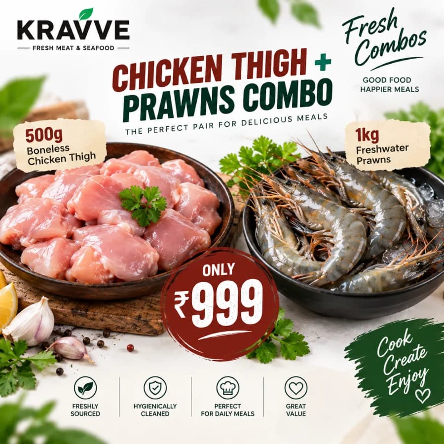 Chicken Thigh Boneless + Prawns Combo kg
