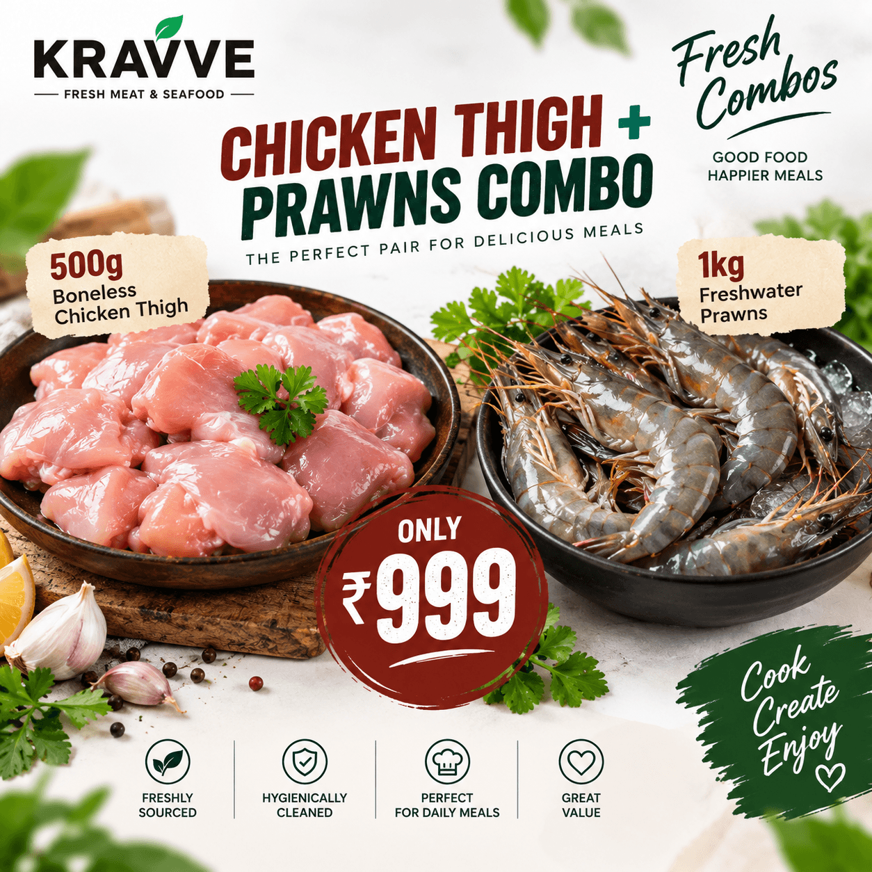Chicken Thigh Boneless + Prawns Combo
